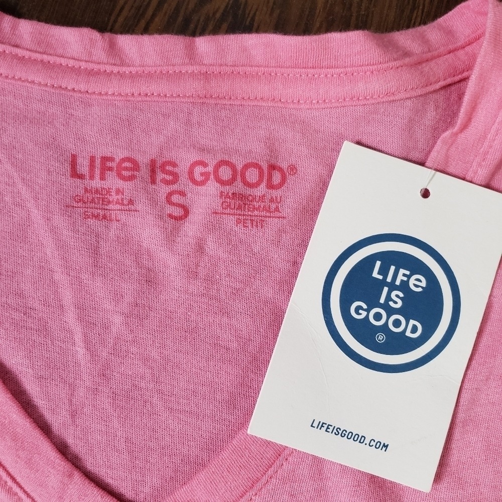Life is Good Womens Pink Sunday Driver Golf Graphic V-Neck T-Shirt Small NWT - Picture 3 of 9